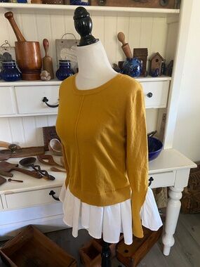 Mustard Yellow Crewneck Sweater - Lightweight Knit